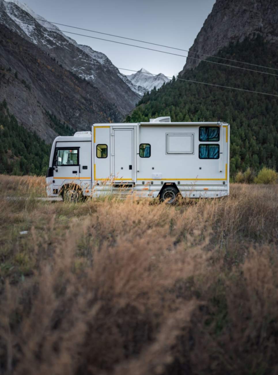 Caravan in mountains