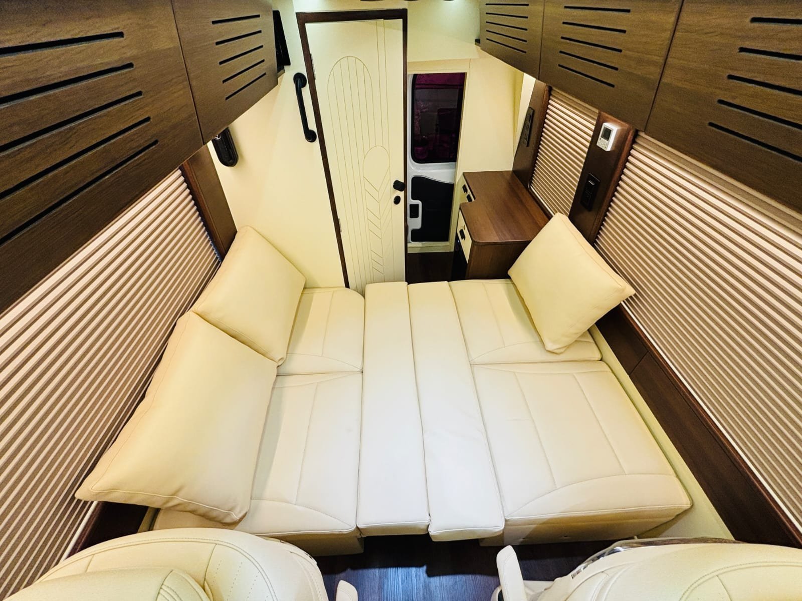 Caravan sofa converted into bed